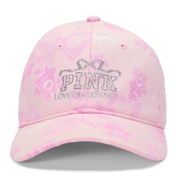 LoveShackFancy Accessories - Love Shack Fancy x Pink Victoria Secret Bow Blush Pink Rhinestones Baseball Hat